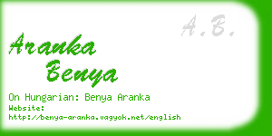 aranka benya business card